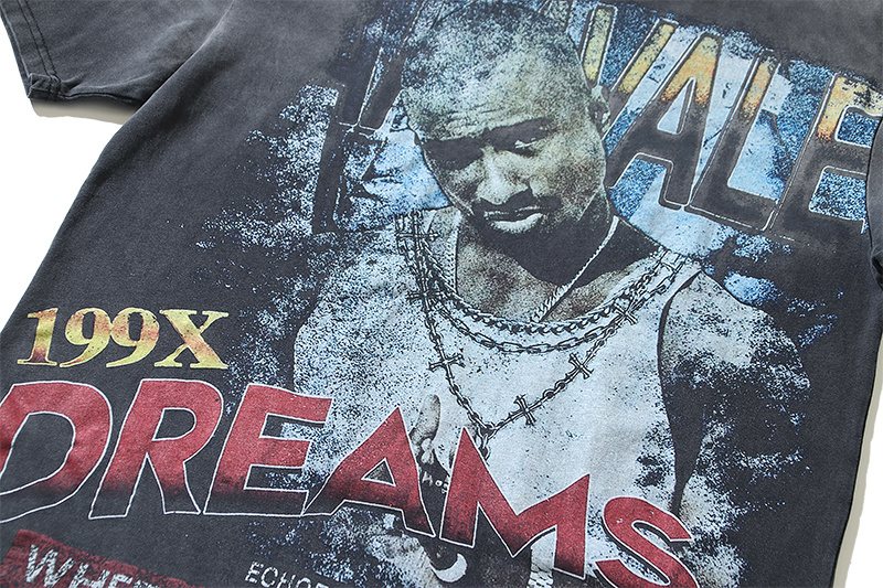 VALE USA Golden Era Washed Graphic T-Shirt — detail