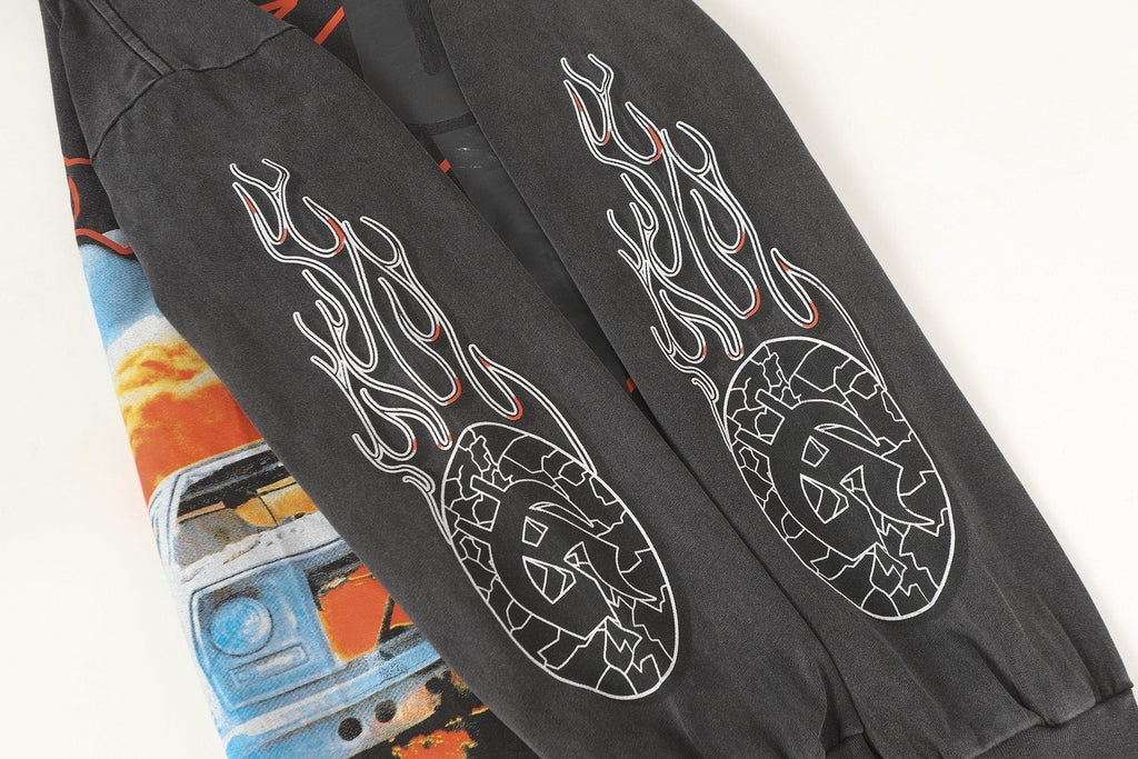 Godspeed Washed Black Rock Graphic Long-Sleeve T-Shirt — detail