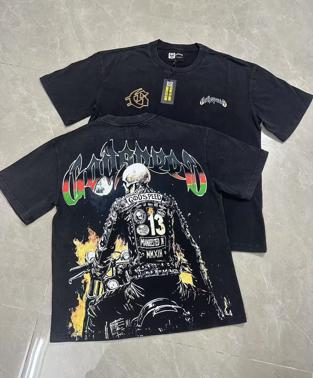 Godspeed Motorcycle Graphic Washed T-Shirt — context