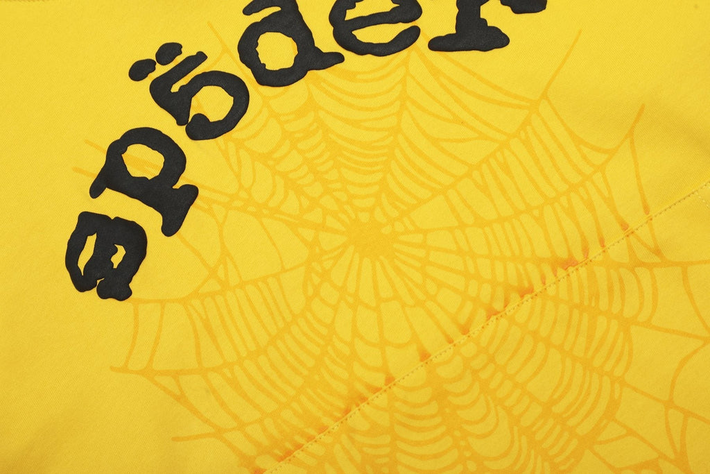 Sp5der Yellow Graphic Hoodie & Sweatpants Matching Set — detail