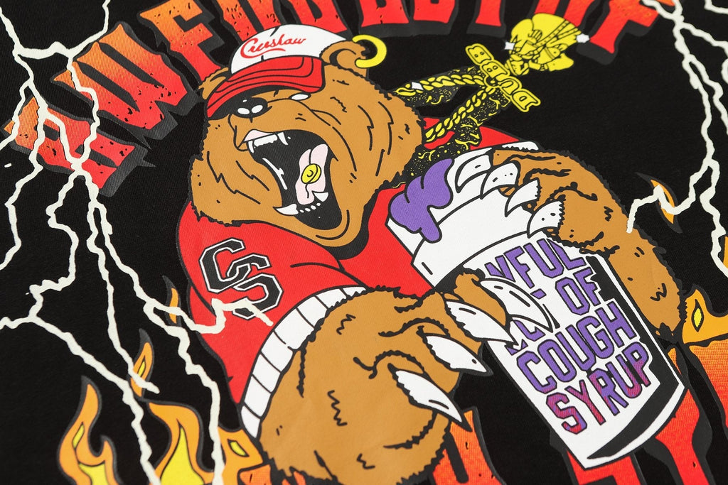 THAT'S A AWFUL LOT OF COUGH SYRUP Bear Lightning Graphic T-Shirt — detail