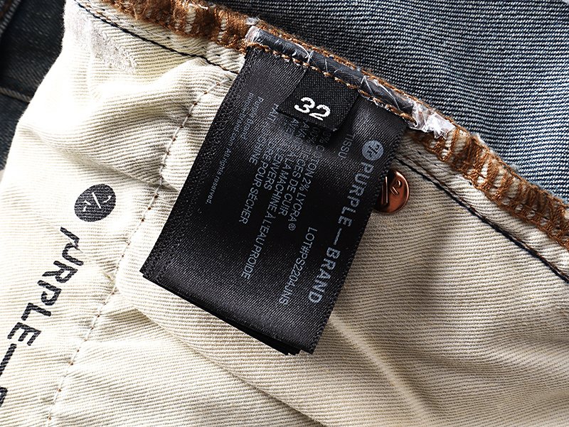Purple Brand Star Graphic Denim Shorts — neck_label