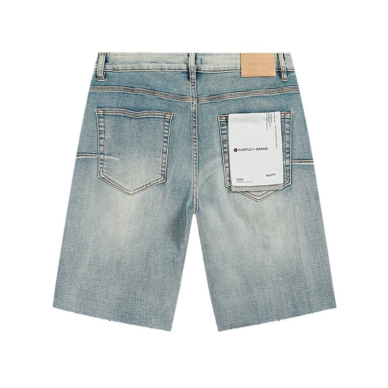 Purple Brand Light Blue Studded Denim Shorts — back