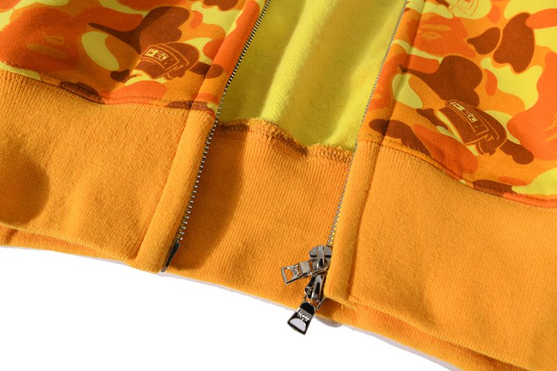 BAPE Orange Camo Shark Full-Zip Hoodie — detail