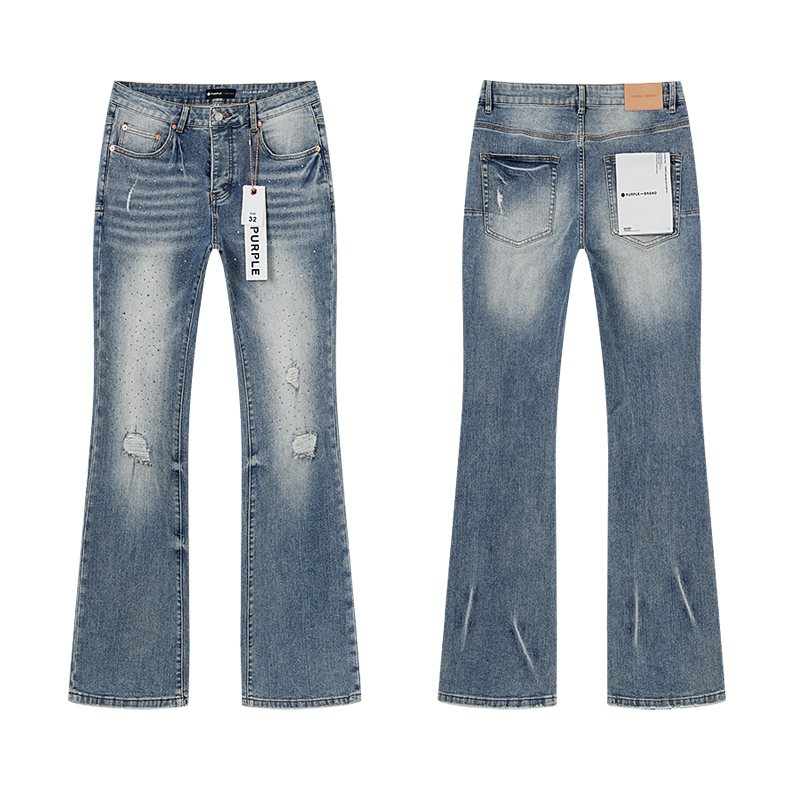Purple Brand Light Blue Distressed Flare Jeans — hero