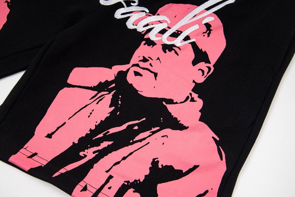 ASAALL Portrait Graphic Drawstring Shorts — detail