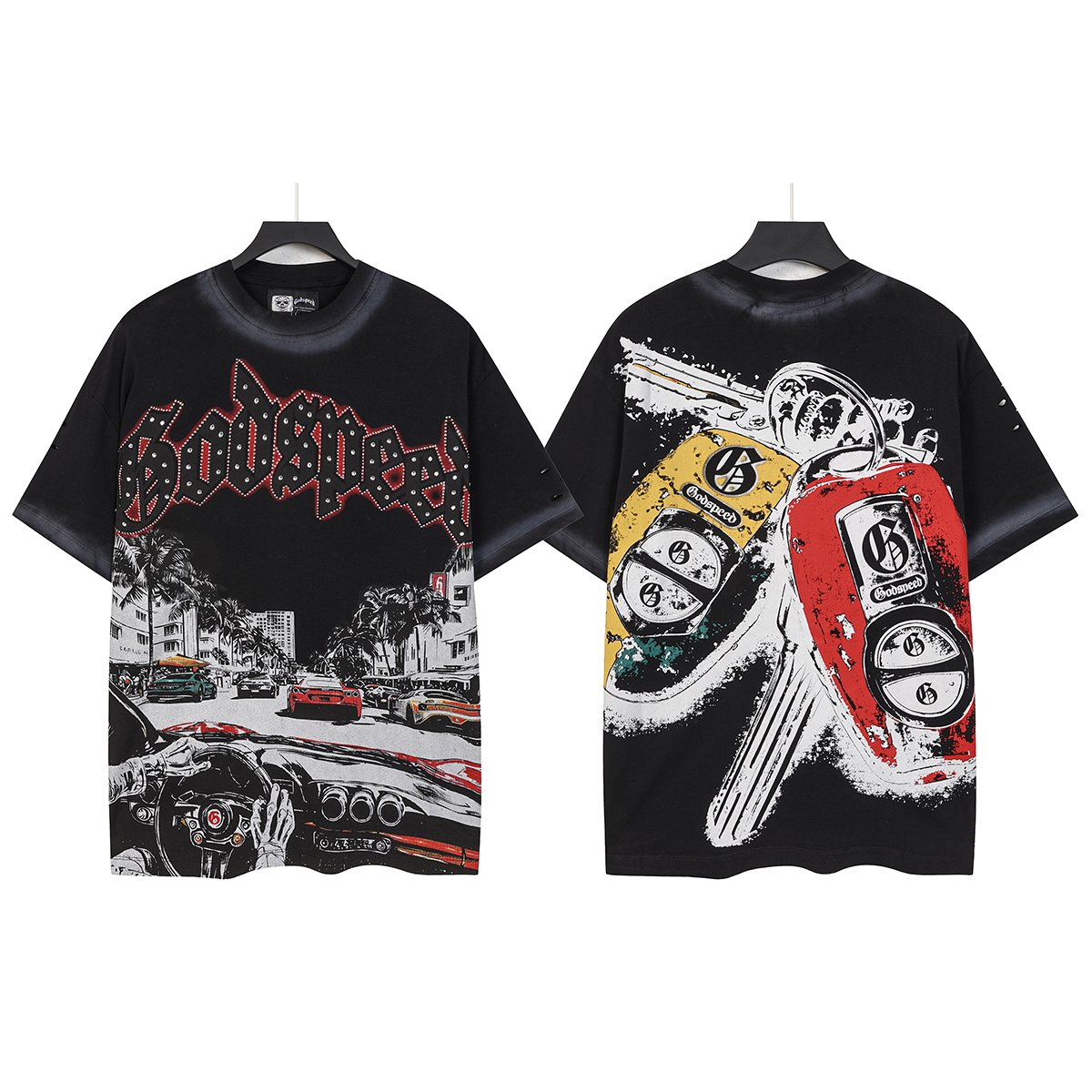 Godspeed Washed Car & Key Graphic Short-Sleeve T-Shirt — hero