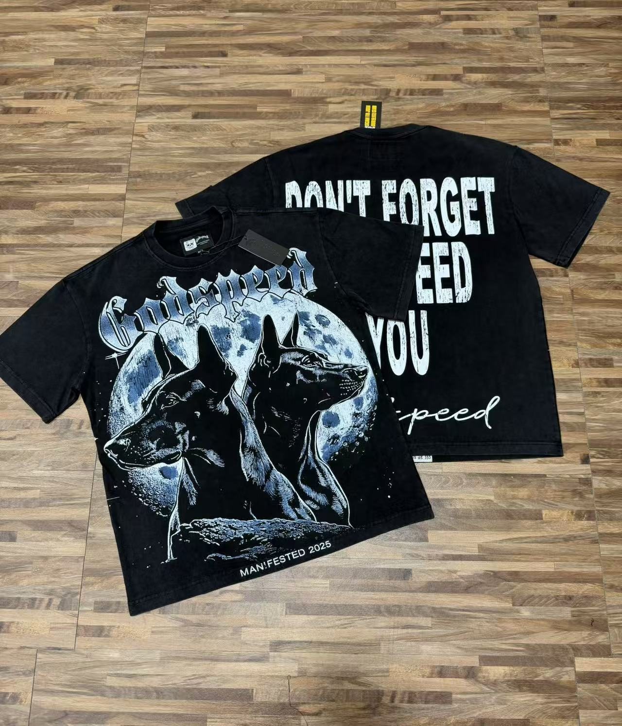 Godspeed Doberman Moon Graphic T-Shirt — context