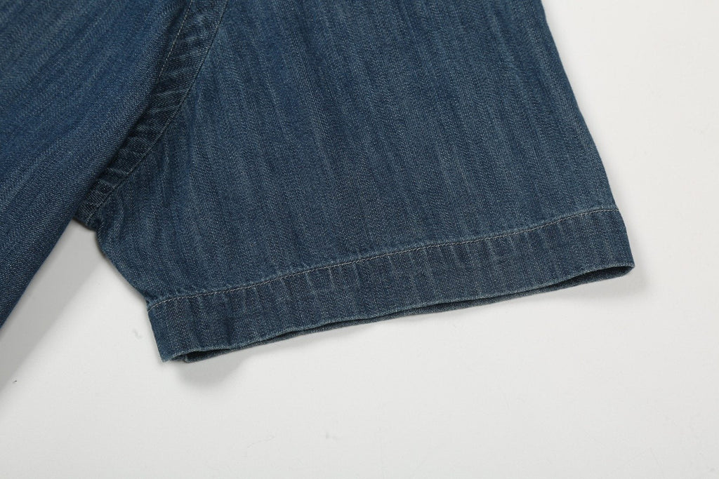 Test2-Ralph Lauren Slub Denim Short-Sleeve Button-Up Shirt — detail